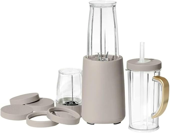 Personal Blender 12-Piece Set 240W Power BPA-Free Dishwasher Safe with Travel Cup and Grinding Blade (Porcini Taupe)