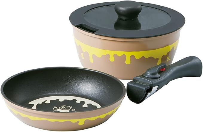 Skater ANFP2-A Pots &amp Frying Pans 4-Piece Set with Handle (Pots 7.9 inches (20 cm) Frying Pans 7.9 inches (20 cm) Lid and Handle 4-Piece Set IH Compatible Disney Winnie the Pooh