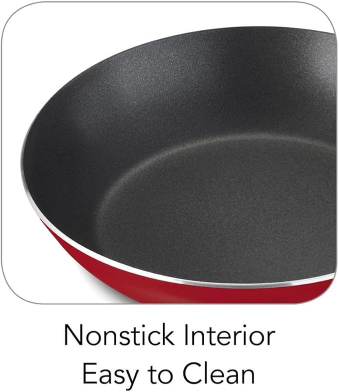 9 Piece Non Stick Cookware Set Red Saute Pan Deep Saute Pan Sauce Pans Dutch Oven Riveted Handles Tempered Glass LidsA9 Pc