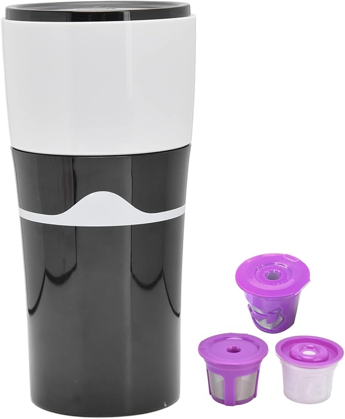 TOPINCN Drip Coffee Maker 450ml Portable Coffee Maker Compact Design Compatible with All Kinds of Capsules (Black White)