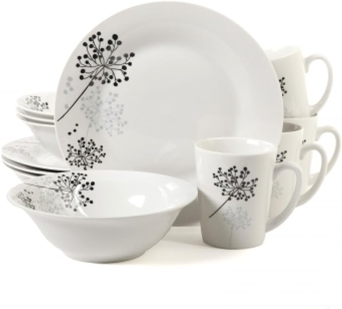 12-Piece Netherwood White Dinnerware Set – Elegant Patterned Dish Set for Everyday Dining &amp Special Occasions – Microwave &amp Dishwasher Safe