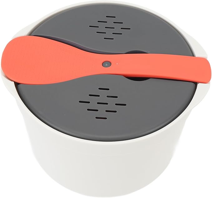 Focket Microwave Rice Cooker Portable Food Grade Plastic Microwave Rice Steamer with Strainer and Venting Design for Cooking Pasta Vegetables