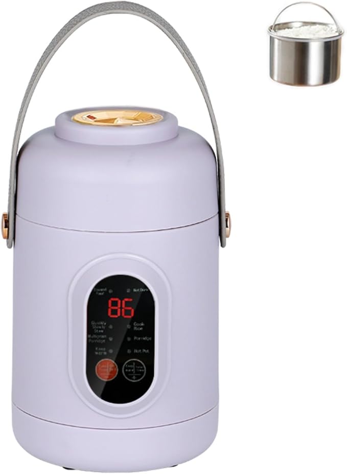 Multi-functional Health Pot Rice Cooker 500W Mini Portable Kettle Ceramic Glaze Inner with Steamer Small Slow Cooker with 12-Hour Reservation Function Kitchen Accessories For Porridge Soup (Purp