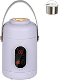 Multi-functional Health Pot Rice Cooker 500W Mini Portable Kettle Ceramic Glaze Inner with Steamer Small Slow Cooker with 12-Hour Reservation Function Kitchen Accessories For Porridge Soup (Purp