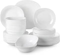24/48-Piece Unbreakable Durable Opal Glass Dinnerware Set with Dinner Plate Soup Plate Dessert Plate Bowl Set