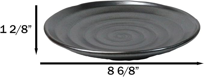 Ebros Gift Iron Black Clay Underglaze Technique Tetsu Kesho Porcelain Dinnerware Kitchen Set Asian Japanese Restaurant Supply (Pack Of 5 Round Dinner Plates 8.75 D)