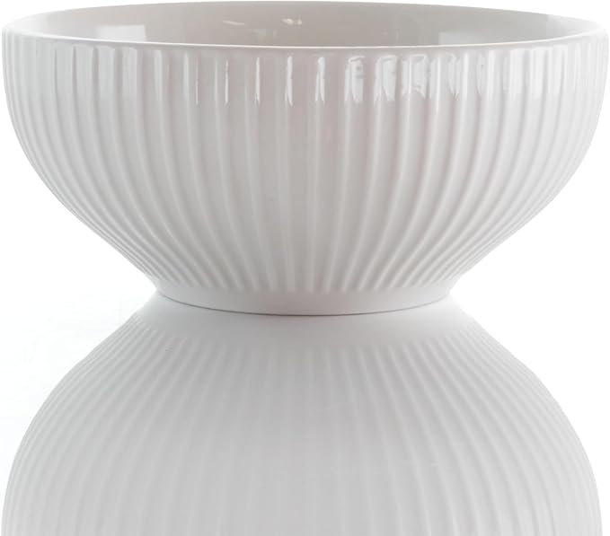18-Piece White Porcelain Dinnerware Set with Serving Bowls – Elegant Textured Dish Set for 4 Microwave &amp Dishwasher Safe