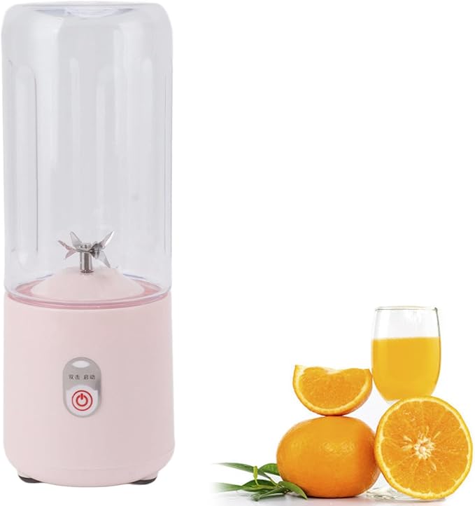 Portable Blender USB Rechargeable 500ml Mini Personal Juicer Blender for Smoothies Shakes with 6 Leaf Blade for Sports Travel Pink