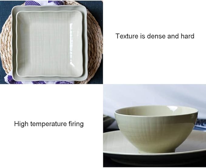 Ceramics Dinner Sets Bowl/Spoon/Plate Nordic Style Line Relief Dinnerware Set 26 Pieces - Family Party And Kitchen Restaurant
