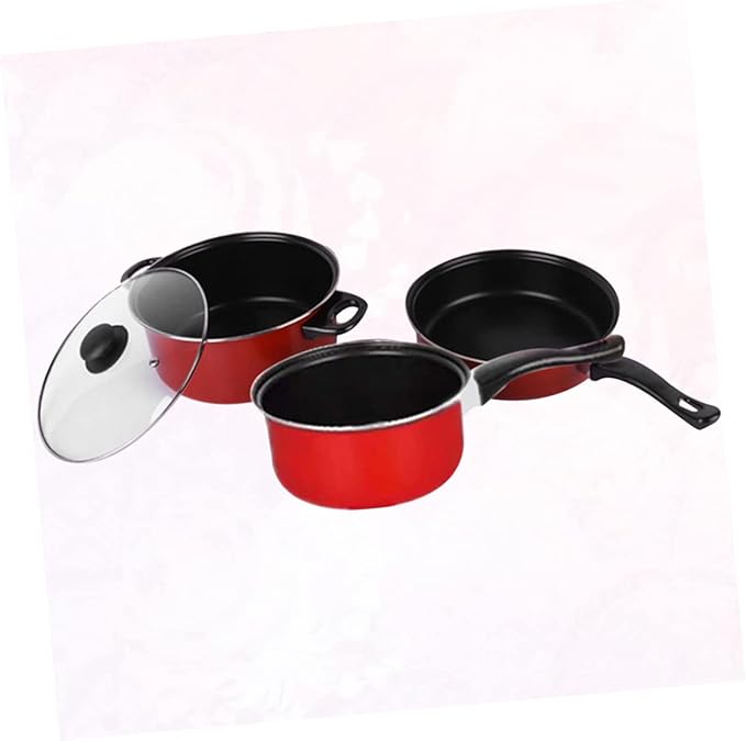 3-Piece Non-Stick Cookware Set Frying Pan Soup Pot and Milk Pan Dishwasher Safe Kitchen Cooking Tools for Home Use