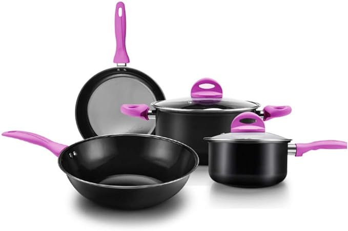 4-Piece Pot SetComfortable HandleStock PotFrying PanWokSaucepanLarge Capacity Non-Stick Pot InductiveSuitable for Gas Induction CookerEasy to Clean Frying Pan/A (C)