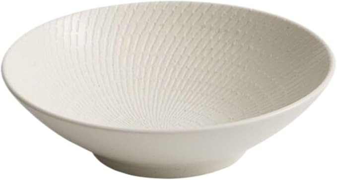 Thcbme 北欧陶瓷高级感吃面碗家用面条碗大号 Ceramic Dish Set 汤碗拌面拌饭碗汤盆/birthday plates Lounge Round Reactive Glaze Stoneware Dinnerware Set/8.2英寸白-宽口碗