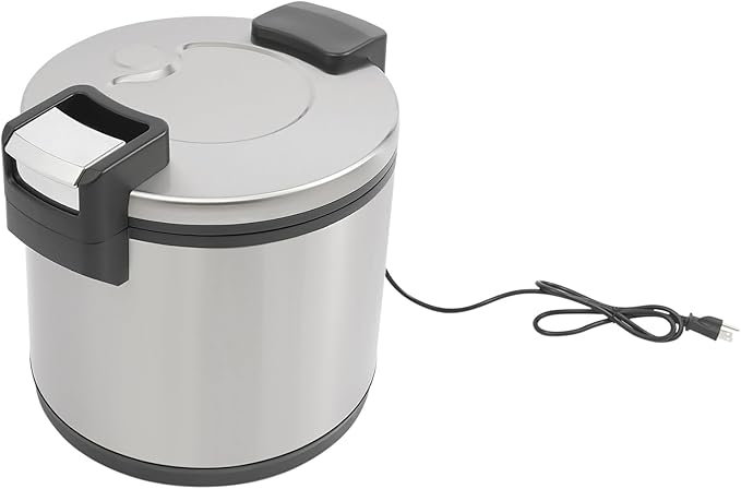 Electric Rice Warmer19L/20Qt Stainless Steel Rice Pot Warmer Food Warmer Pot with Rice SpoonCommercial Large Rice Warmer Insulated Rice Pot for Restaurants Rice Porridge Soup (B Style)