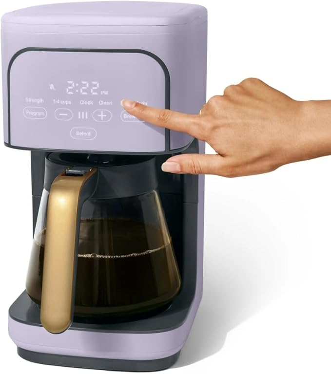 Programmable 12-Cup Coffee Maker with Touch Controls Auto Brew Timer Reusable Filter Large Glass Carafe Premium Countertop Coffee Machine (Lavender)
