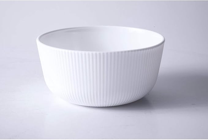 12-Piece Break-Resistant White Opal Glass Dinnerware Set – Modern Dinnerware with Embossed Stripe Design Microwave &amp Dishwasher Safe