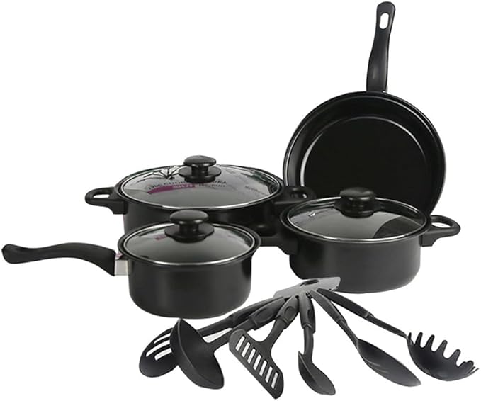 Non Stick Pots and Pans Set 13 Piece Kitchen Utensil Set Kitchen CookwareBlack13 Piece-Black-13 Piece