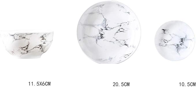 14 Pieces Marble Pattern Dinner Set White Grey Ceramic Tableware
