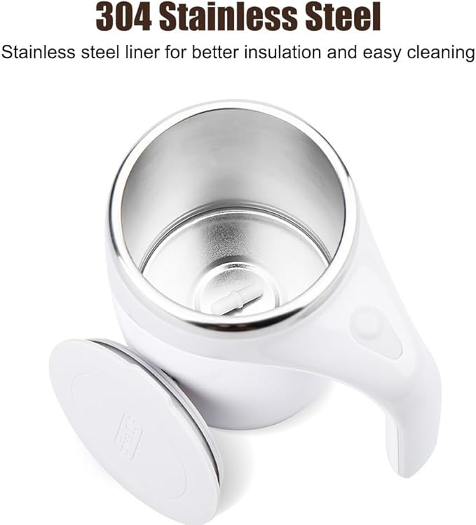 Coffee Blender Cup 380ml Stirring Travel Cup USB Automatic Stirring Coffee Mug with Stirring Physical Cooling for Coffee Milk Hot Chocolate