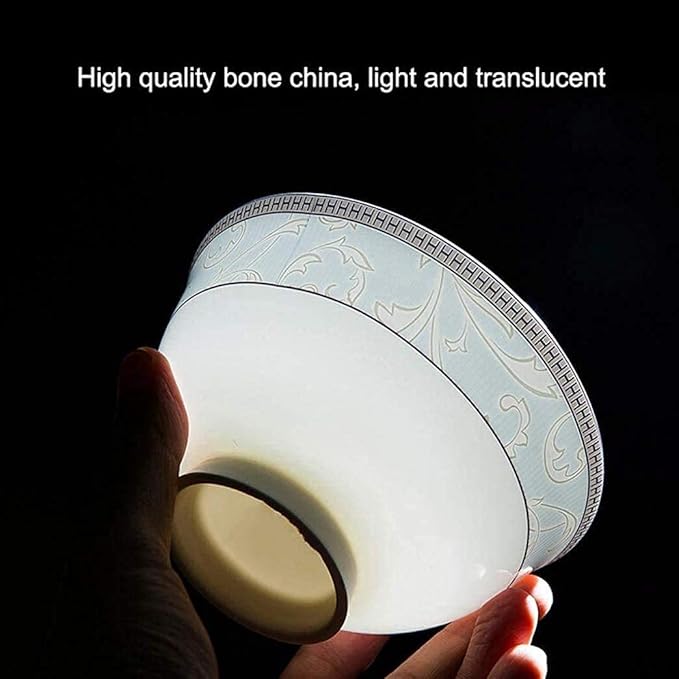 Elegant Dinner PlatesResistant Dinner Set58 Pieces Blue Pattern Ceramics Dinner Sets Plates Bowls Combination for Family Party