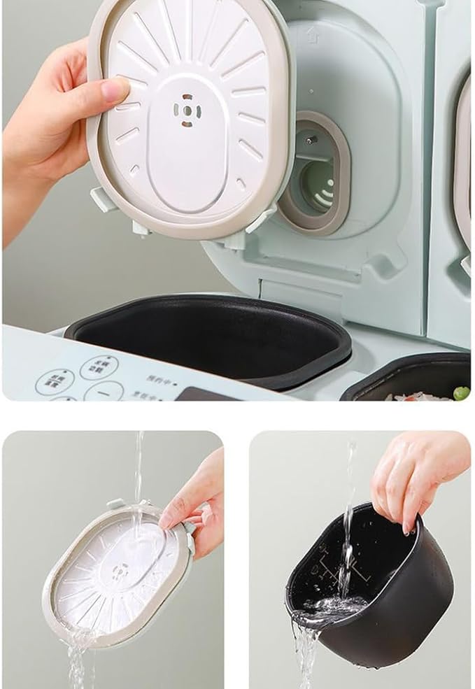 This Multi-Functional Household Rice Cooker Features A Dual Inner Pot Design (0.5L + 1.5L) 12-Hour Timer And Precise Dual-Sensor Temperature Control.