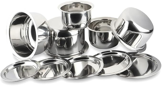 Stainless Steel Tope Set With Lid Stainless Steel Patila with Lid Set of 5 Steel Bhagona Set Patila/Tapeli/Milk Pot Cookware Set With Lid (Capacity : 1L 1.5L 2L 2.5L 3L)
