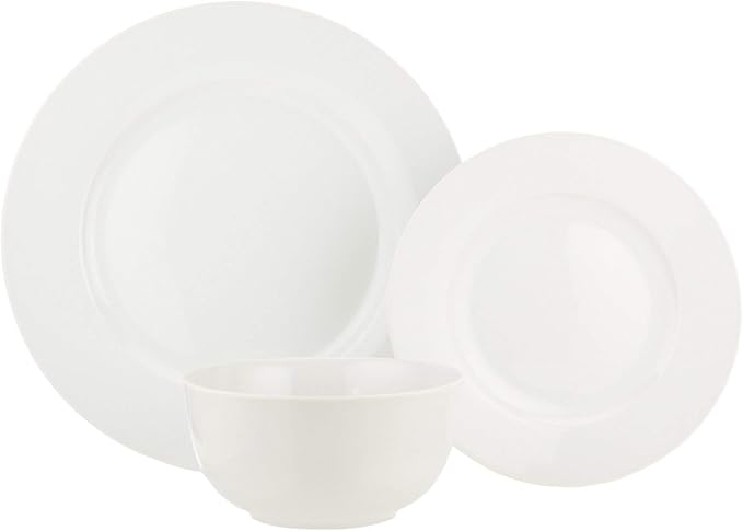 White Serving Dishes Kitchen Dinnerware Set Microwave and Dishwasher Safe Plates Bowls
