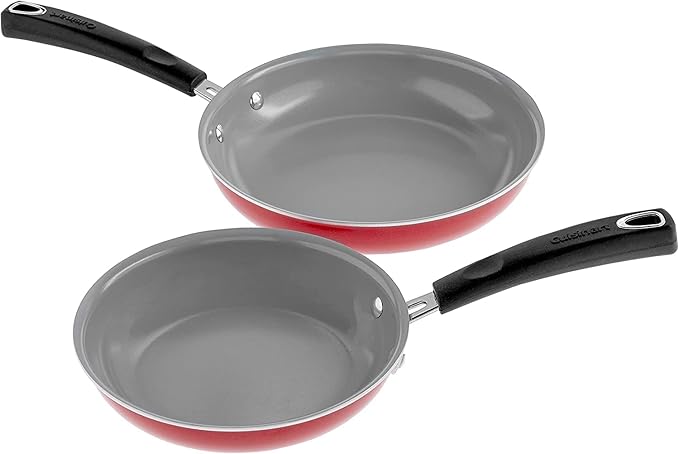 Cuisinart 54C-11R 11-Piece Ceramica XT Nonstick Cookware Set Red/Stainless Steel