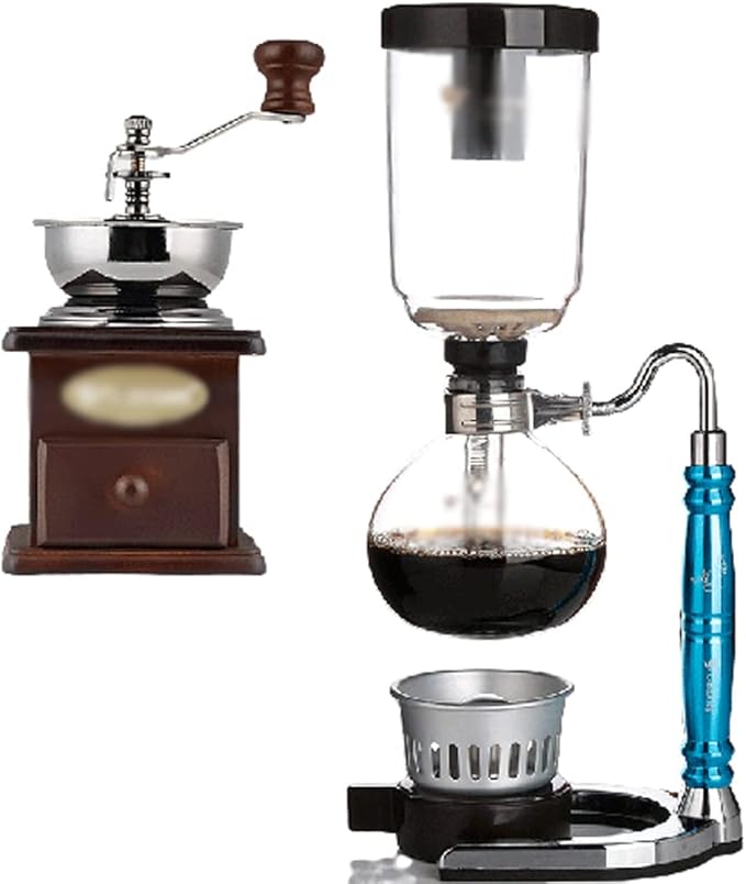 JITEM Cafetera Syphon Coffee Maker Manual Retro Vacuum Glass Siphon Pot Percolators 3 Cups Glass Tabletop Siphon Coffee Maker for Coffee or Tea