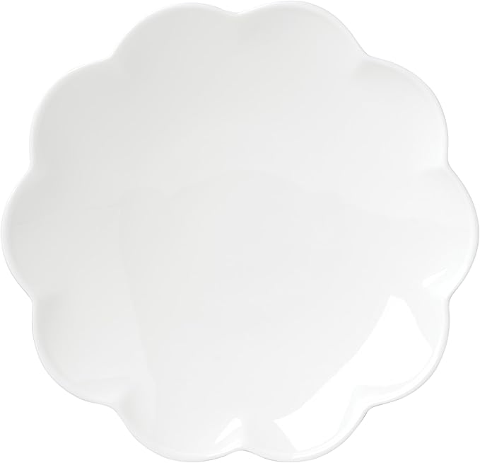 Lenox Dinnerware Set Studio 1414 Scallop 12-Piece Set Service For 4 Bone China Material Dishwasher &amp Microwave Safe Home And Kitchen Kitchen And Dining Plates And Bowls Sets (White 12 Piec