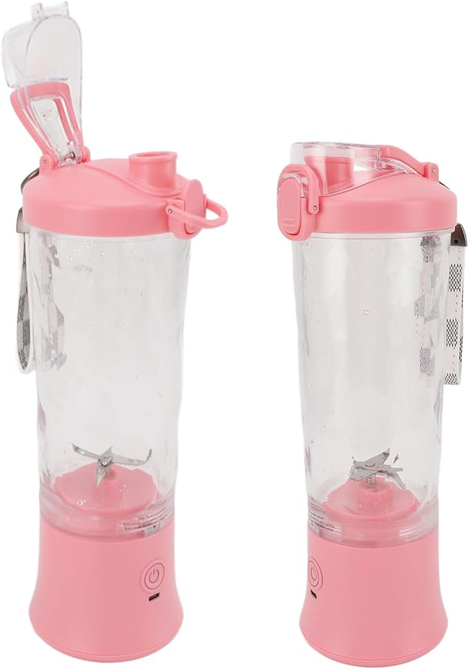 Portable Blender USB Rechargeable 600ml 150W 18000RPM High Speed Personal Blender with 4000mAh Battery Leakproof Lid for Smoothies Shakes Travel Sports Home Use ABS Stainless Steel (Pink)