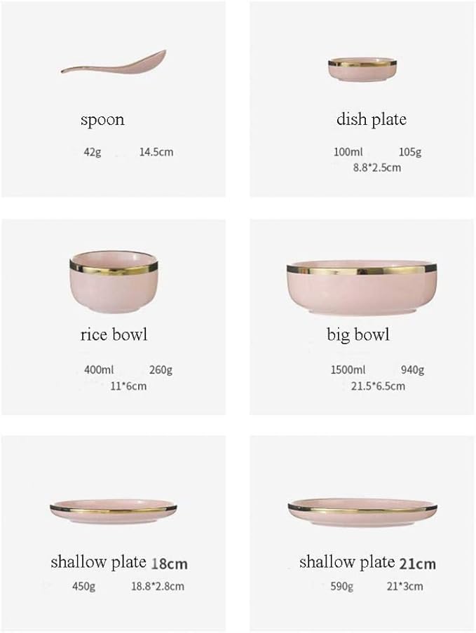 9 Pieces for 2 People Pink Phnom Penh Porcelain Dinner Set Ceramic Plate Bowl Tableware Combination Set