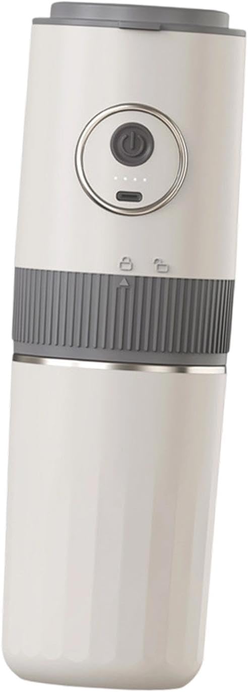 Compact and Versatile Portable Electric Coffee Maker with Coffee Grinder Dripper and Cup for Home Fishing and Outdoor Use Beige