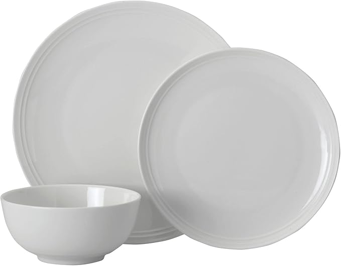 Mikasa Kyler Bone China Lightweight Chip Resistant 12 Piece Dinnerware Set Service For 4White