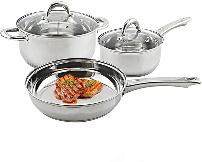 Cookware Cookware Set Stainless Steel Pots and Pans Set Cooking Ware with Stockpot Saucepan Saute Fry Pan with Lids Kitchenware Set