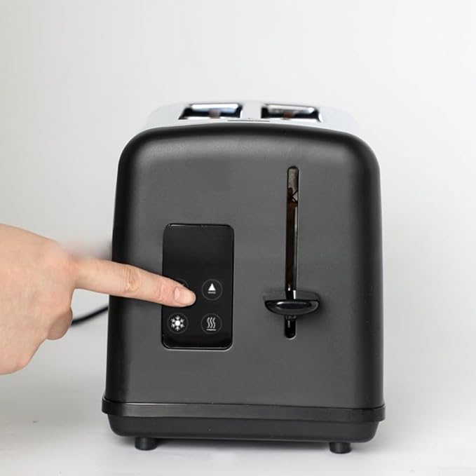 Touchscreen 2 Slice Toaster with Stainless Steel Construction Offering Six Levels and Bread Type Options for Consistent Toasting of Muffins Bagels Waffles