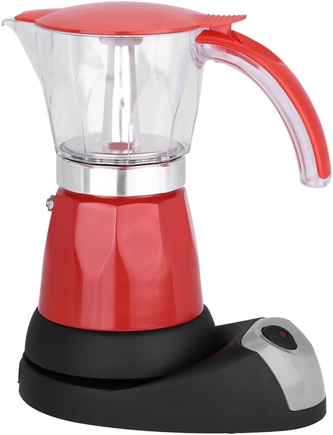Aluminum Alloy Electric Coffee Pot Electric Moka Pot for Home for Office Making Coffee(red)