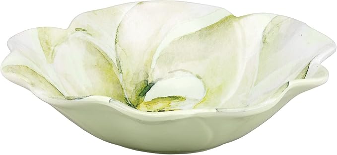 UPware 12 Piece Magnolia Melamine Dinnerware Sets Outdoor Dishes Set Plates and Bowls Sets Service for 4 Green