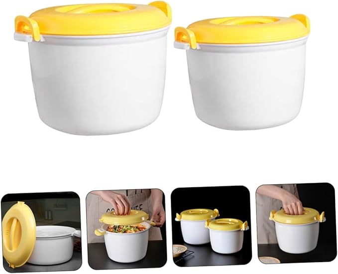 2pcs Microwave Rice Cooker Set Cup Capacity Easy to Use for Home Office Travel