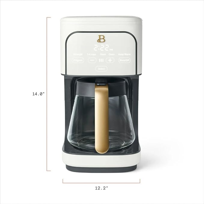 B - 12-Cup Programmable Coffee Maker with Touch Controls Auto Brew Timer Reusable Filter Large Glass Carafe Countertop Coffee Machine