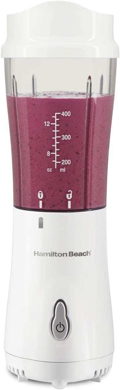 Hamilton Beach Portable Blender for Shakes and Smoothies with 14 Oz BPA Free Travel Cup and Lid &amp Portable Blender for Shakes and Smoothies with 14 Oz BPA Free Travel Cup and Lid