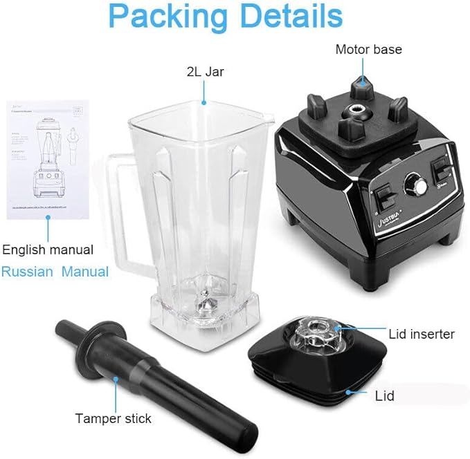 Xuthusman 3HP 2 Liter Professional Milkshake &amp Fresh Juice Blender - Heavy Duty Commercial Power Blender - Smoothie Mixer - 2200W - Black