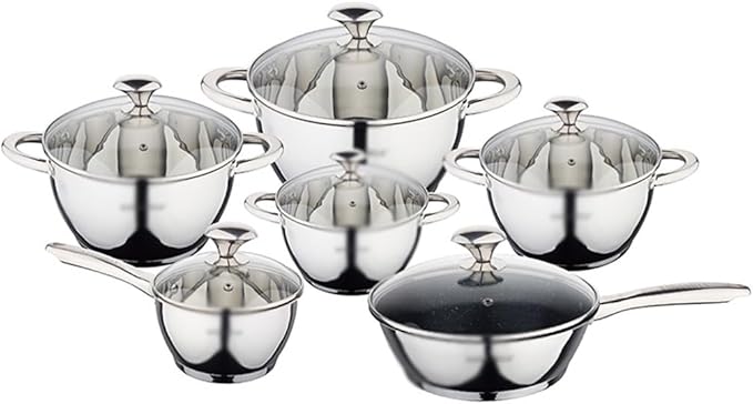 Cookware Thickened Stainless Steel Pot Set Kitchen Household Pot Set of 12 Pieces