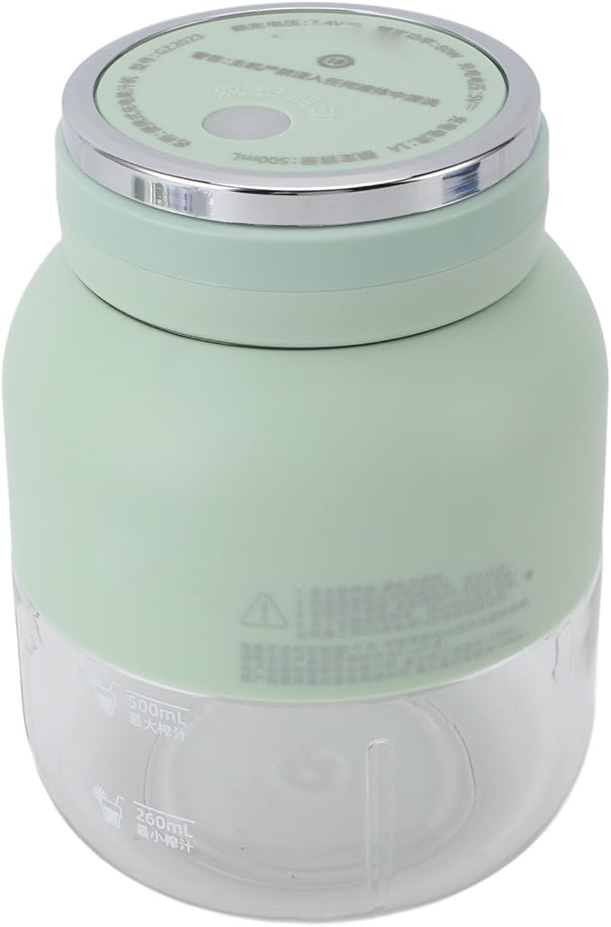 Portable Electric Juicer Blender Mini USB Rechargeable Blender Cup with 1500mAh Battery and 2 Lids for Outdoor Sports Shakes Smoothies Travel Gym (Light Green)