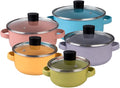 Cinsa 10-Piece Pot Set – Premium Enamel on Steel Pots with Lids Compatible with Electric Induction and Gas Stoves Multicolor