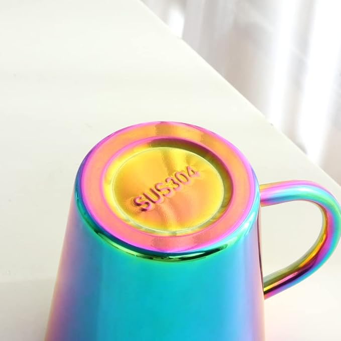 28-Piece Rainbow Dinnerware Set for 4 Stainless Steel Dinner Plate Set Service for 4 Silverware Set with Coffee Cups