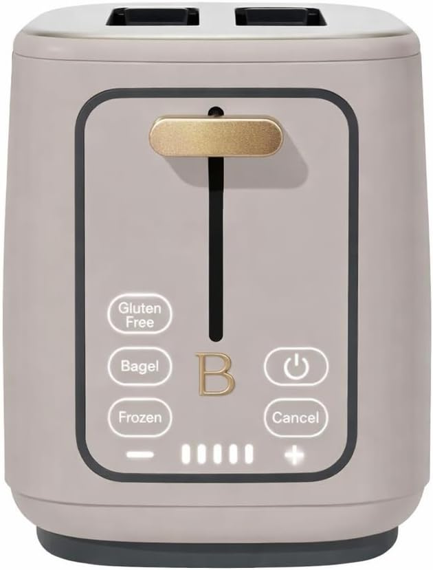 Smart 2-Slice Toaster with Touch-Activated Display Stainless Steel Digital Toaster with 1.5 Extra Wide Slots 7 Shade Settings Countdown Timer Bagel &amp Frozen Presets (Porcini Taupe)