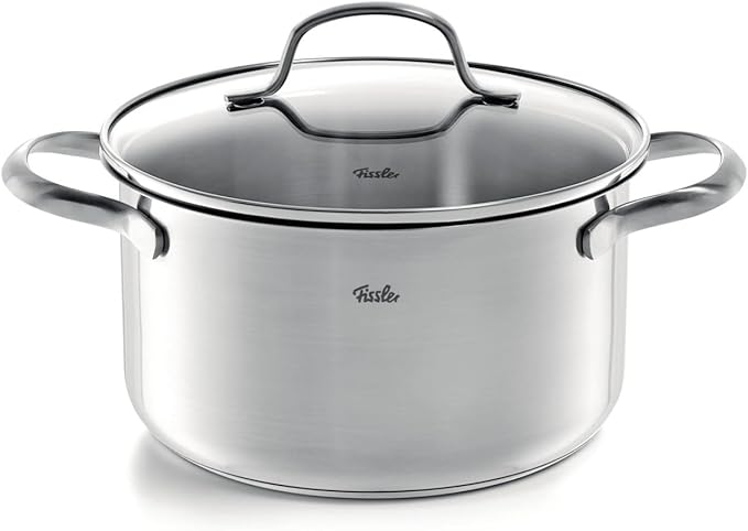 Fissler San Francisco 4-Piece Stainless Steel Cookware Saucepan Kitchen Set with Glass Lids Induction (3 Saucepans and 1 Stewing Pot)