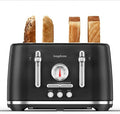 LONGDEEM Retro 4 Slice Countertop Toaster 1.5” Extra Wide Slots for Artisan Bread/Bagels 6 Browning Settings Defrost/Cancel High Lift Lever Crumb Tray Stainless Steel Home/Office/Dorm/RV Black