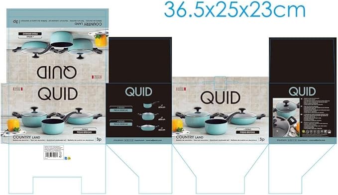 Quid Country Land Battery 3 Pieces Aluminium Pressed 3 Pieces Blue