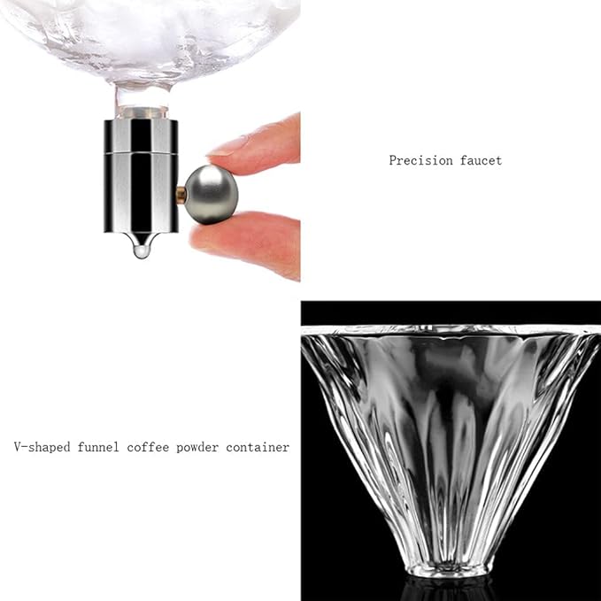 Habiba Iced Drip Coffee Maker Creative Siphon Coffee Maker Coffee Maker Luxury Cold Brew Coffee Maker with Stainless Steel Stand Multifunctional Home Decor Reusable